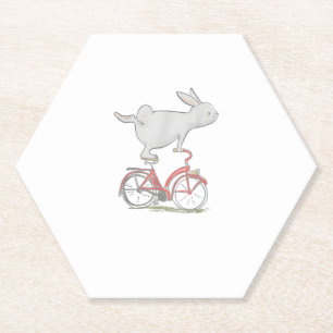 Bunny Rabbit On Bike _ Cycling _ Bicycle & G Kartonnen Onderzetters
