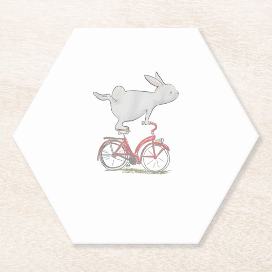Bunny Rabbit On Bike _ Cycling _ Bicycle & G Kartonnen Onderzetters (Voorkant)