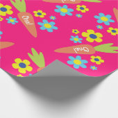 Bunny Rabbit Paaslente verjaardagsfeestje Cadeaupapier (Hoek)