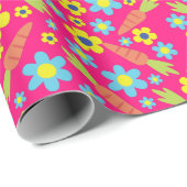 Bunny Rabbit Paaslente verjaardagsfeestje Cadeaupapier (Rol Hoek)