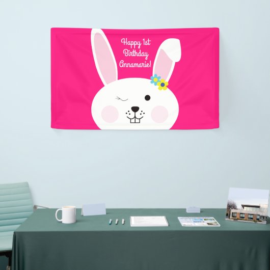 Bunny Rabbit Paaslente verjaardagsfeestje Spandoek (Beurs)