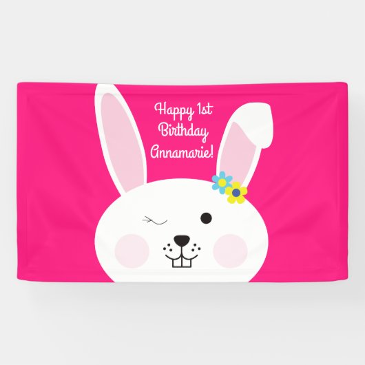 Bunny Rabbit Paaslente verjaardagsfeestje Spandoek (Horizontaal)