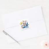 Bunny Rabbit Pacifier & Balloons Baby shower Vierkante Sticker (Envelop)