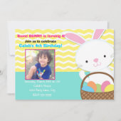 Bunny Rabbit Pasen Verjaardag Foto Uitnodiging (Voorkant)