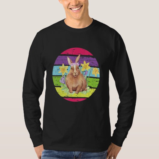 Bunny Rabbit Pastel Theme Daffodil Womens Pasen B T-shirt (Voorkant)