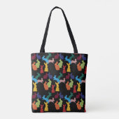 Bunny Rabbit Pattern op Black Tote Bag (Achterkant)