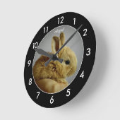 Bunny Rabbit Personalized Black Border  Ronde Klok (Hoek)