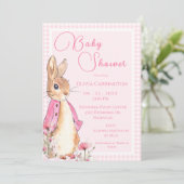 Bunny Rabbit Pink Baby shower Kaart (Staand voorkant)