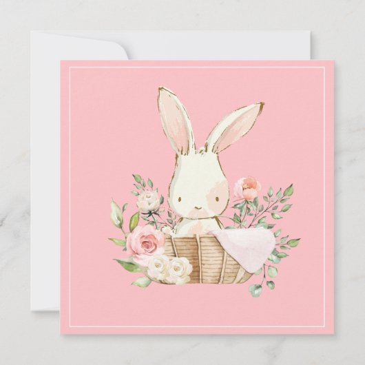 Bunny Rabbit Pink Baby shower Uitnodiging (Achterkant)