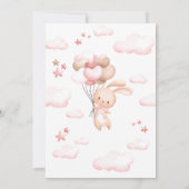 Bunny Rabbit Pink Balloon Baby shower Uitnodiging (Achterkant)