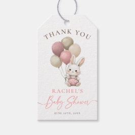 Bunny Rabbit Pink Balloons Girl Baby shower Cadeaulabel