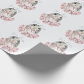 Bunny Rabbit Pink Floral Baby Script Baby shower Cadeaupapier (Hoek)