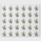 Bunny Rabbit Pink Floral Baby Script Baby shower W Cadeaupapier (Vlak)