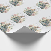 Bunny Rabbit Pink Floral Baby Script Baby shower W Cadeaupapier (Hoek)