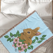 Bunny Rabbit Pink Flowers Deken
