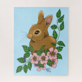 Bunny Rabbit Pink Flowers Legpuzzel (Verticaal)