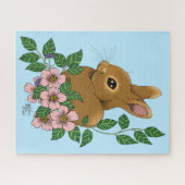 Bunny Rabbit Pink Flowers Legpuzzel (Horizontaal)