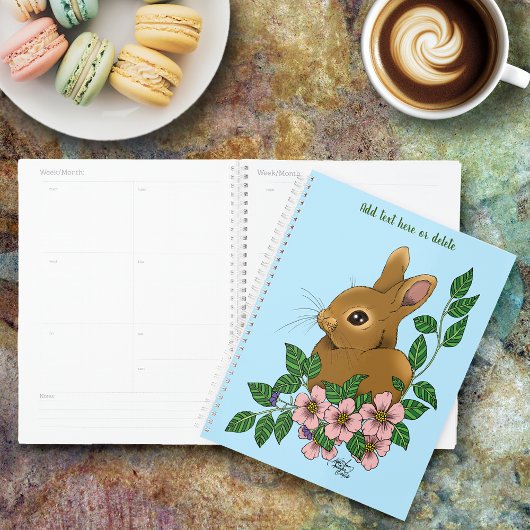 Bunny Rabbit Pink Flowers Planner