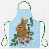 Bunny Rabbit Pink Flowers Schort (Voorkant)