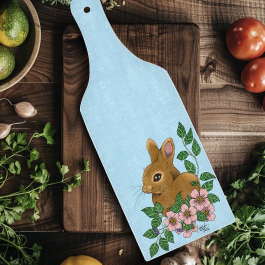 Bunny Rabbit Pink Flowers Snijplank