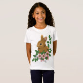 Bunny Rabbit Pink Flowers T-shirt (Voorkant volledig)