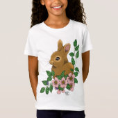 Bunny Rabbit Pink Flowers T-shirt (Voorkant)