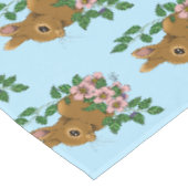 Bunny Rabbit Pink Flowers Tafelkleed (Gekanteld)