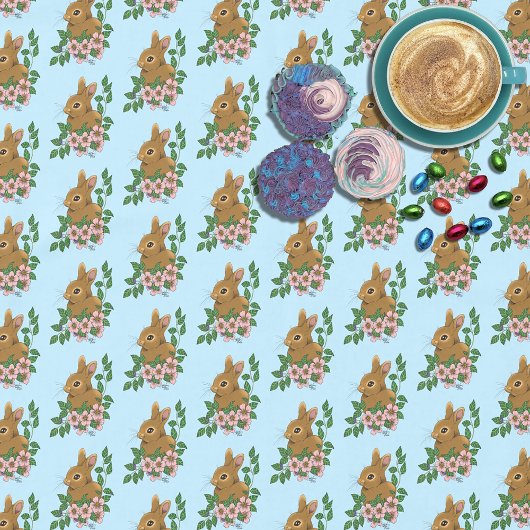Bunny Rabbit Pink Flowers Tafelkleed