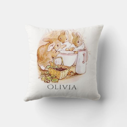 Bunny Rabbit Pink gepersonaliseerd Kussen (Achterkant)