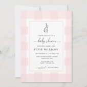 Bunny Rabbit Pink Gingham Baby shower Kaart (Voorkant)