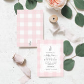 Bunny Rabbit Pink Gingham Baby shower Kaart