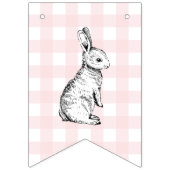 Bunny Rabbit Pink Gingham Birthday Bunting Banner (Eerste vlag)