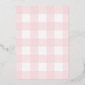 Bunny Rabbit Pink Gingham Birthday Folie Folie Uitnodiging (Achterkant)