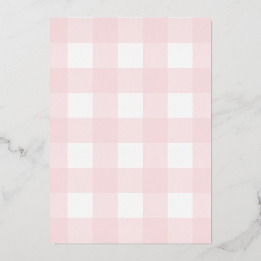 Bunny Rabbit Pink Gingham Birthday Folie Folie Uitnodiging (Achterkant)