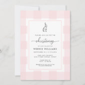 Bunny Rabbit Pink Gingham Christening Kaart (Voorkant)