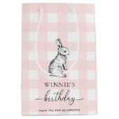 Bunny Rabbit Pink Gingham Favor Bag Medium Cadeauzakje (Voorkant)