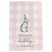 Bunny Rabbit Pink Gingham Favor Bag Medium Cadeauzakje (Achterkant)