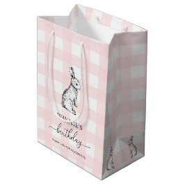 Bunny Rabbit Pink Gingham Favor Bag Medium Cadeauzakje