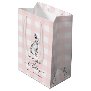 Bunny Rabbit Pink Gingham Favor Bag Medium Cadeauzakje