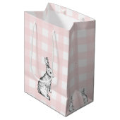 Bunny Rabbit Pink Gingham Gift Bag Medium Cadeauzakje (Voorkant Gekanteld)