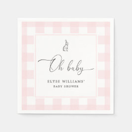 Bunny Rabbit Pink Gingham Oh Baby Paper Napkin Servet