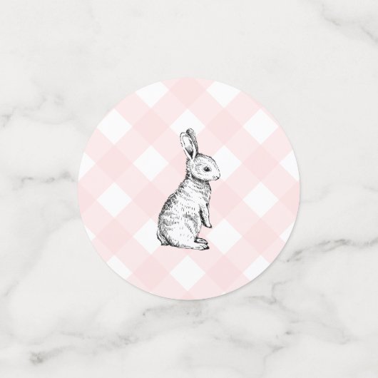 Bunny Rabbit Pink Gingham Table Confetti (Kleine voorkant)