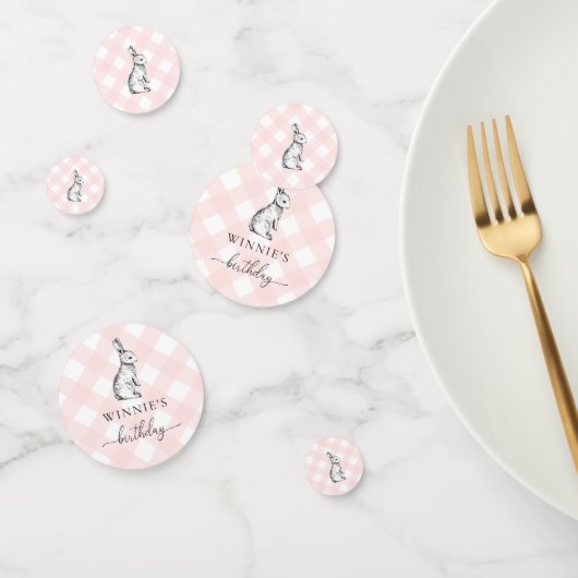 Bunny Rabbit Pink Gingham Table Confetti (Groep)