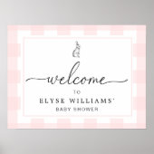 Bunny Rabbit Pink Gingham Welkomstbord Poster (Voorkant)