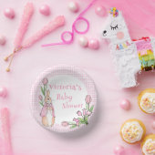 Bunny Rabbit Pink White Gingham Baby shower Papieren Kommen (Feest)