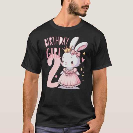 Bunny Rabbit Princess Pink Children's Birthday 2 Y T-shirt (Voorkant)