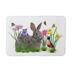 Bunny Rabbit, Robin en Flowers,  Badmat