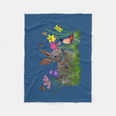 Bunny Rabbit, Robin en Flowers, Fleece Deken (Voorkant)