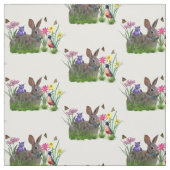 Bunny Rabbit, Robin en Flowers, Stof (Swatch)