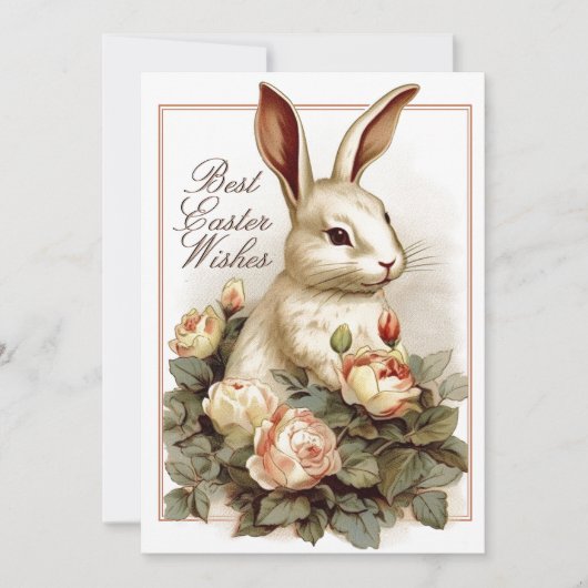 Bunny Rabbit roze Rose Flower Easter Wish  Feestdagenkaart (Voorkant)
